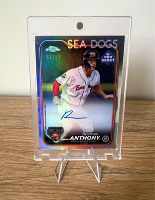Topps 2024 Pro Debut Chrome Roman Anthony PDC-39 Refractor Auto /99 Sea Dogs - Image 1 of 3