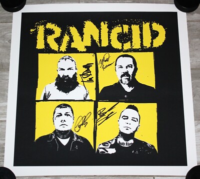 RANCID BAND SIGNED 20x20 2023 POSTER TIM ARMSTRONG LARS