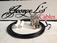 George L's 155 Guitar Pedal Cable Kit .155 Black / White / Nickel - 6/6/6