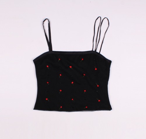 Malizia by La Perla Vintage Beaded Stunning Black Cropped Cami Top Size US 8 - 第 4/11 張圖片
