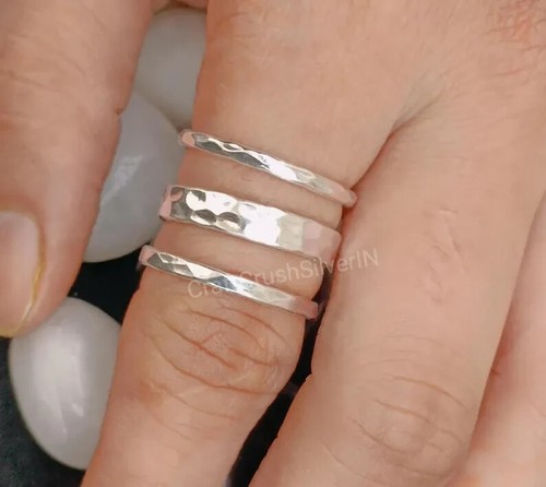 Handcrafted hammered stacking rings, Set of 3 Rings, Sterling Silver , All size