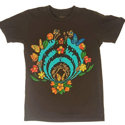 Psychedelic Mushroom T-Shirt  Butterfly Flower Bassnectar Brown Adult Unisex S