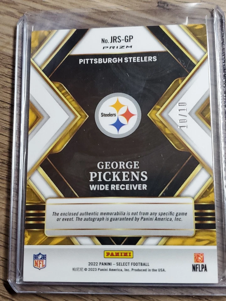 2022 Select Football RPA George Pickens Gold 10/10 Color Match Ebay 1/1 Steelers - Image 2 of 2