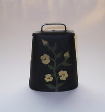 Large Vintage Black Painted Hand Made Rustic Metal Cow Bell Loud Sounding