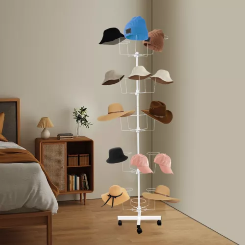 5-Tier Hat Rack Stand Freestanding Hats Display Rack White Hat Display Stand NEW - Picture 1 of 6