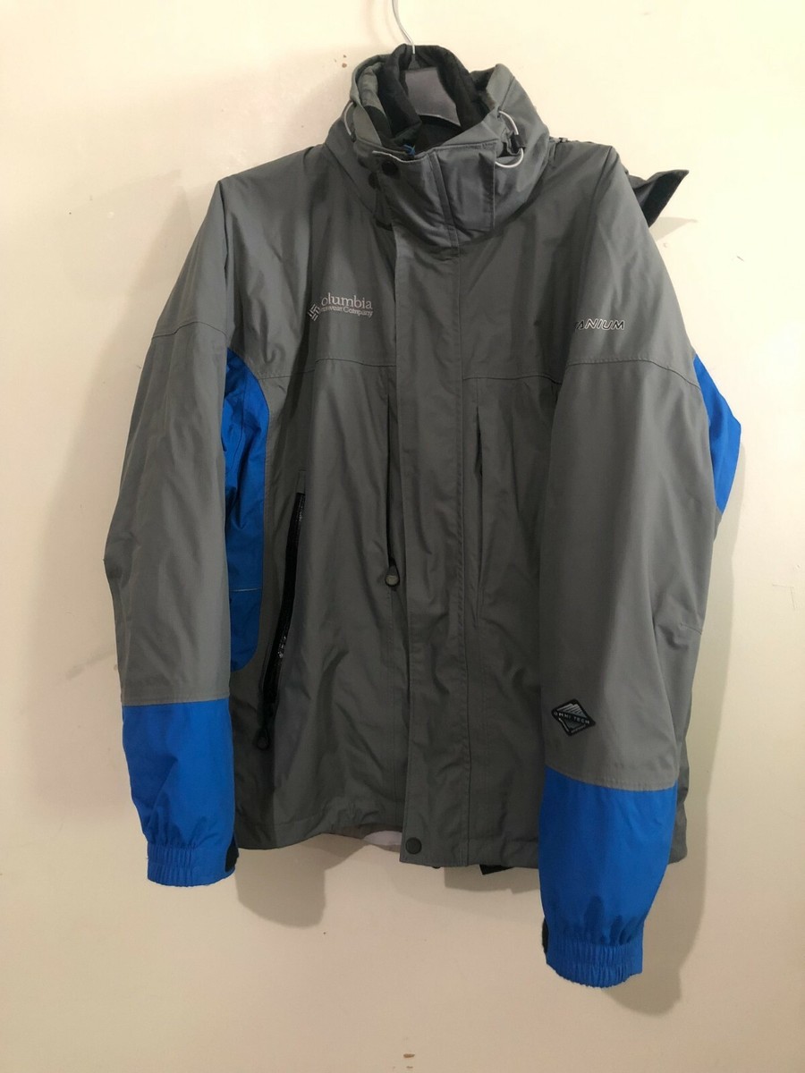 Columbia Titanium Size M 2 Piece Sports Wear Gray Blue Hood