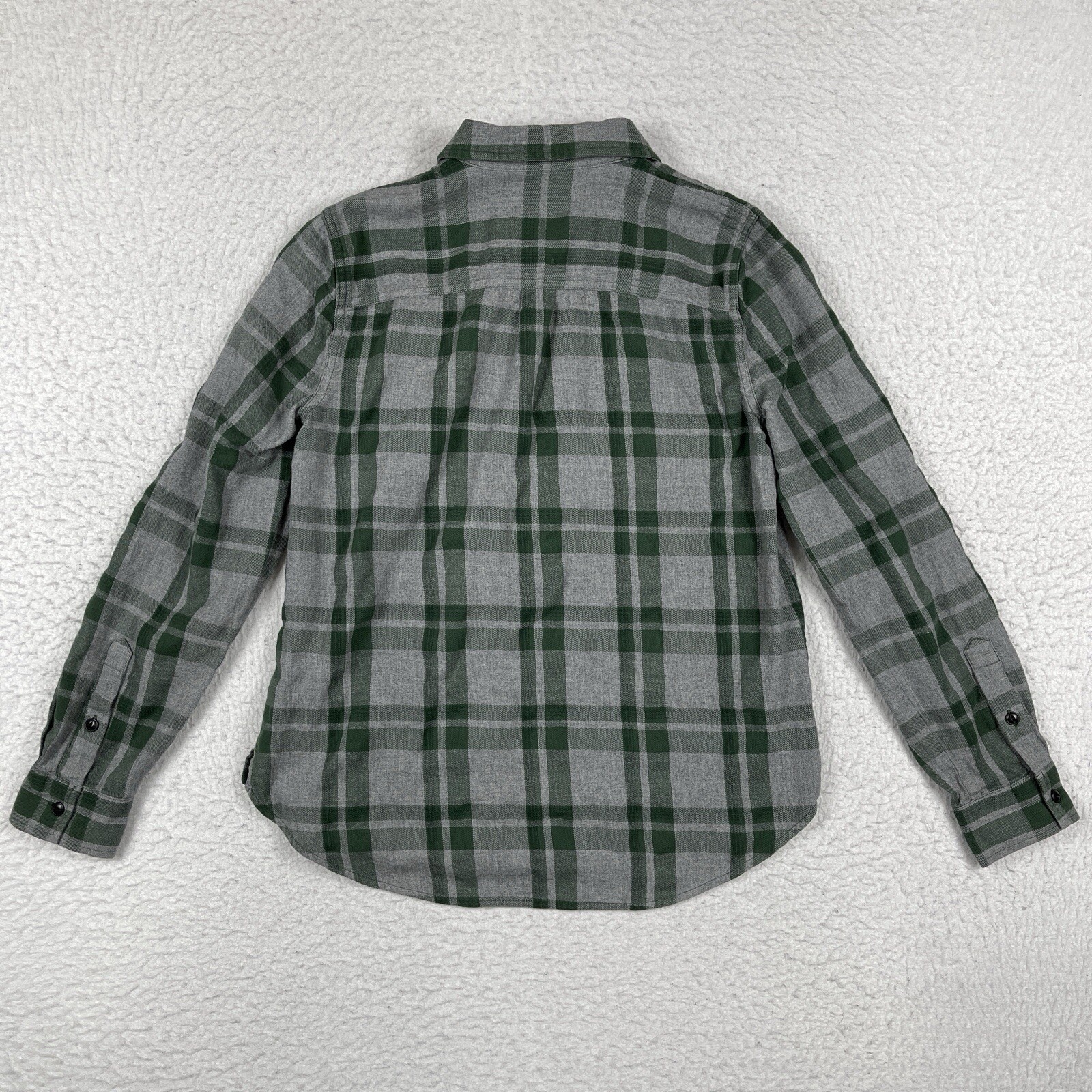 Madewell Shirt Womens Small Gray Green Washburn Plaid Flannel Zip Loop Collar