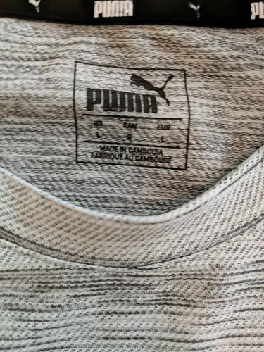 Puma Men’s Crew Neck Short Sleeve T-Shirt Gray Stripe Size Large Stretch Heather - 第 13/14 張圖片