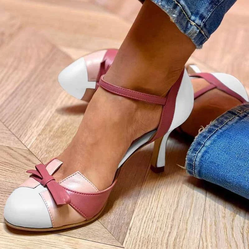 Women's Ankle Strap Buckle Stilettos Heels Sandals Bowknot Shoes Plus size 34-43 - Picture 1 of 11