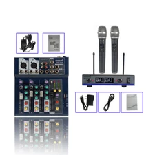 4-Channel Audio Mini Mixer DJ Live Studio Mixing Console 2CH Handheld Microphone