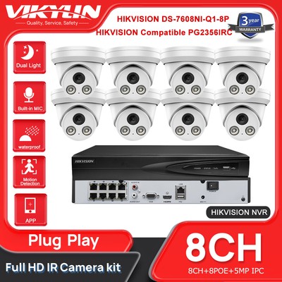 Hikvision CCTV NVR 8CH 8POE System 5MP IP Camera ColorVu Dual Light IR MIC Lot