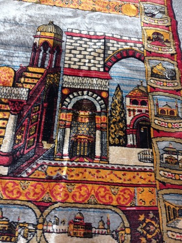 Tappeto da parete classico vintage. Tappeto da parete Kaaba, dimensioni 70" x 46", copia rara. - Foto 7 di 15