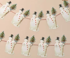 Snowman Christmas Garland Victorian Style Festive Bunting Hanging Frieze Decor