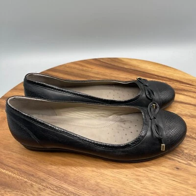 Ecco Touch Ballerina Flats Womens Size 7 / 38 Black Bow Comfort Loafers Shoes - Image 1 of 4
