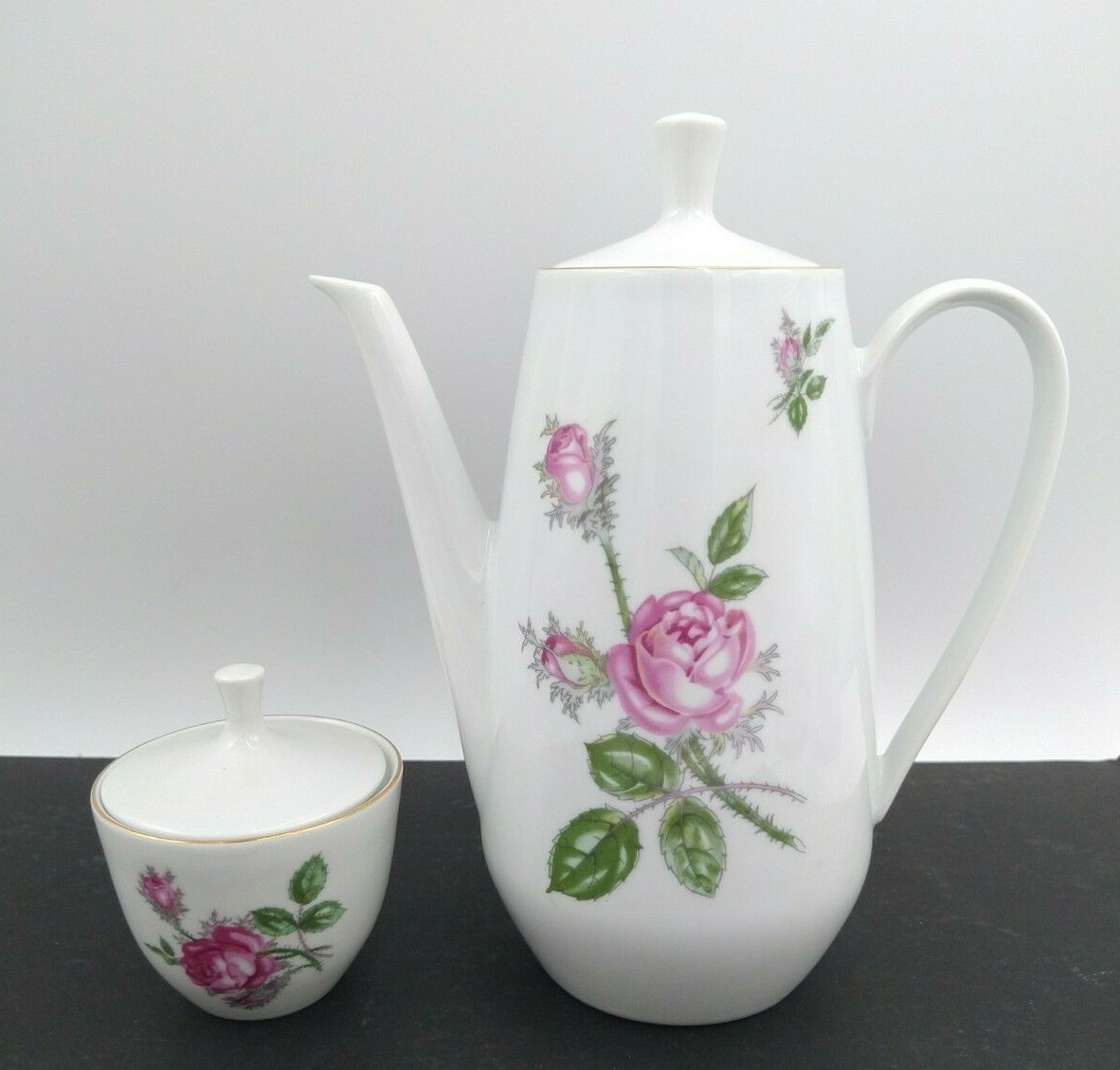 CP Colditz Porcelain Tea Coffee Set Teapot Sugar Cups Saucers Pink