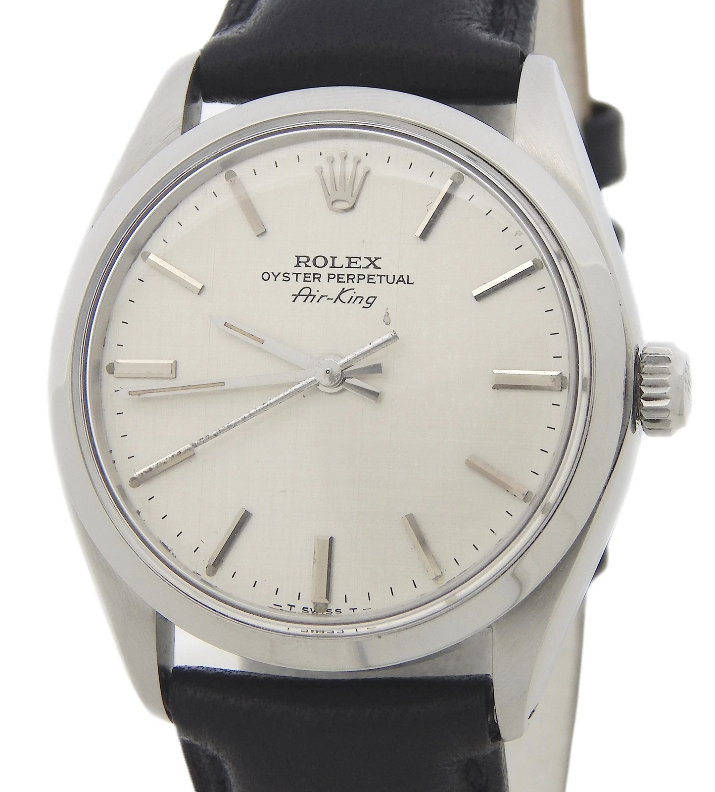 Rolex — Vintage Rolex Air-King 5500 Mens Stainless Steel Watch Silver Linen Dial