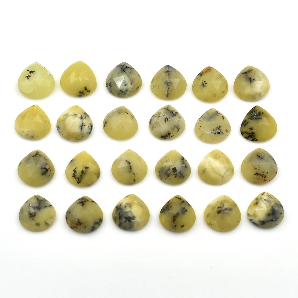 Joyería de piedras preciosas sueltas facetadas de ágata dendrítice de limón natural en forma de corazón Foto 4 de 4