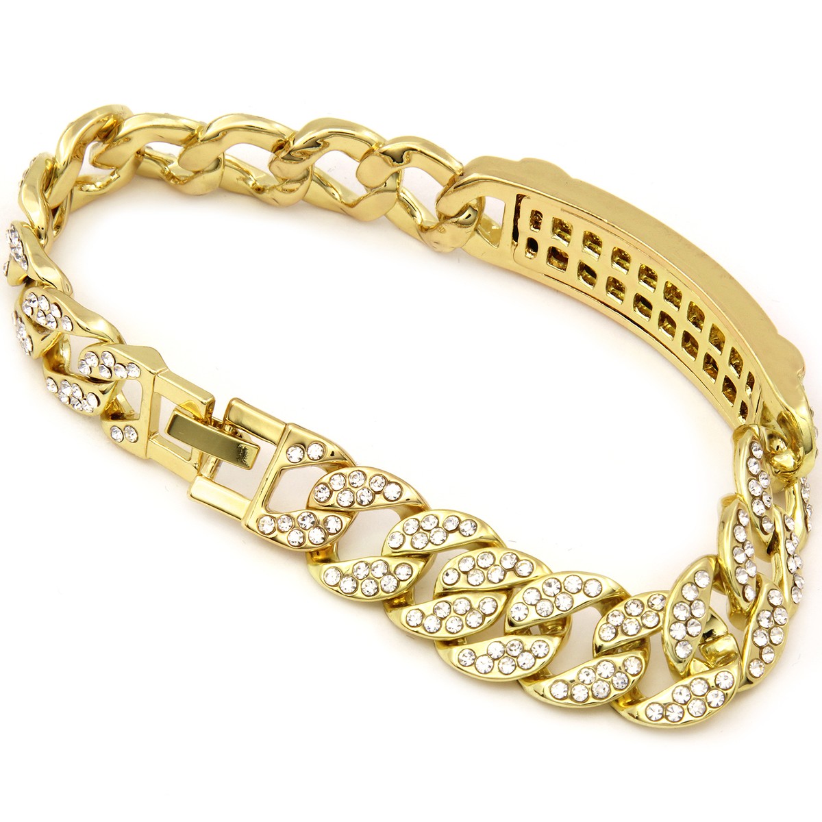 アクセサリー Cross Cuban Chain Bracelet-Gold/M BLINGFACTORY Hip Hop Cross Pendant & 12mm 18