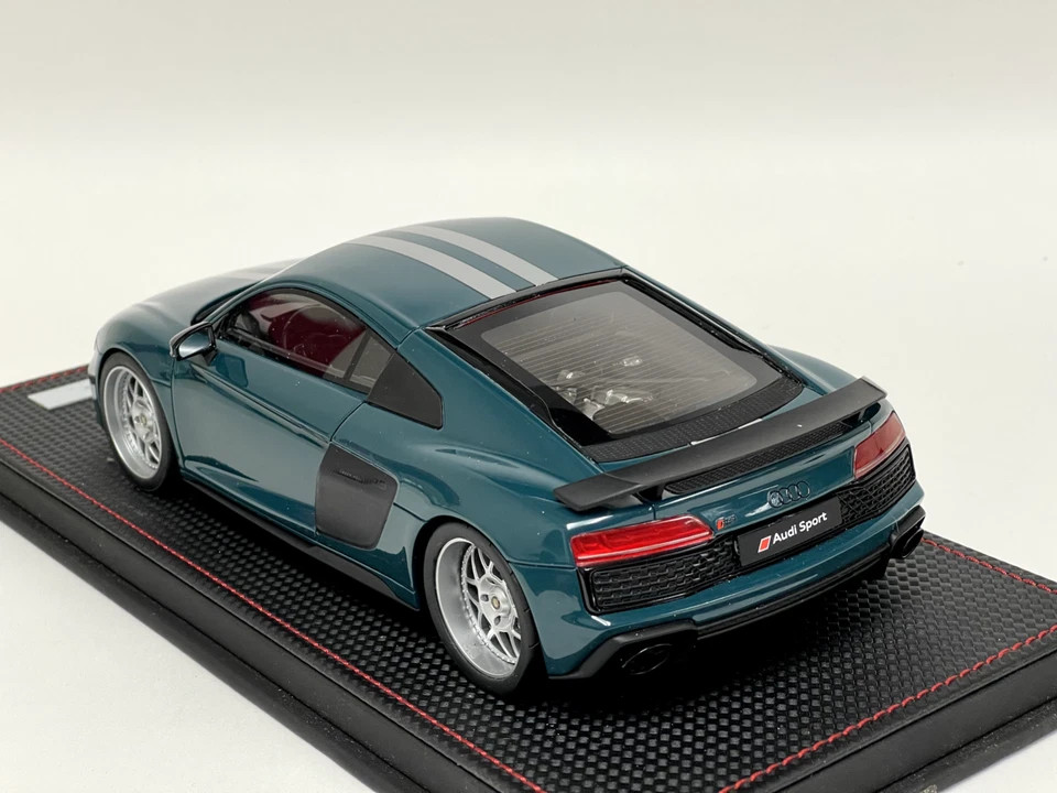 1/18 GT Spirit Audi R8 de 2019 en verde plata raya GT863 cuero AB101 Foto 2 de 4