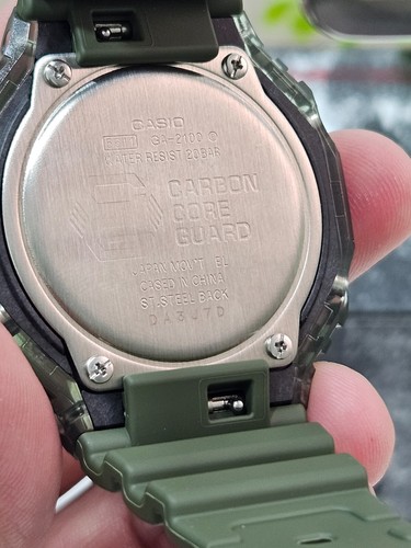 Casio G-Shock GA-2100 Green Transparent Mod – Custom Inner Ring – Original Watch - Picture 7 of 12