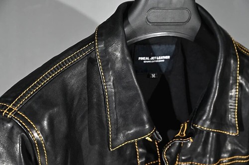 Herren 506xx Typ 1 Stil Slim Fit Plissee Bitak Horsehide Leder Trucker Jacke - Bild 12 von 17