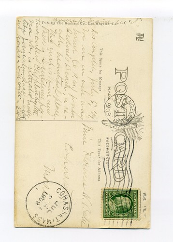 Redondo Beach ca 1909 Postkarte Santa Fe Bahnhof, Girlandenblock - Bild 3 von 3