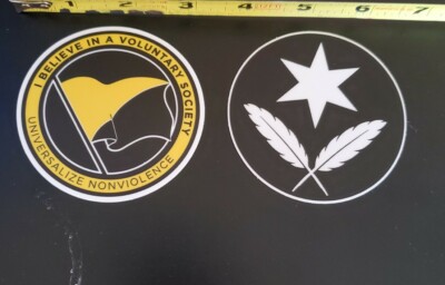 Anarcho-Capitalism stickers lot of 2 Pro Liberty   Voluntary Society Sovereign 