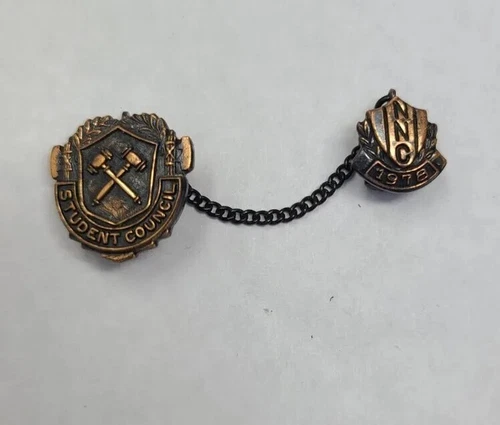 Vintage 1978 NNC High School Student Council Pin Copper ~ estate