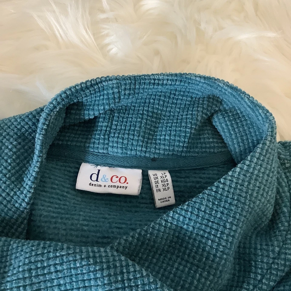 Suéter para mujer d & Co. talla LP verde azulado pulóver manga larga bolsillos polar Foto 4 de 4