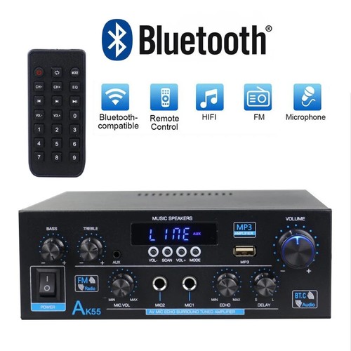 Amplificatore Digitale Sound Bluetooth 2 Canali HiFi Stereo AMP FM USB Telecomando - Foto 16 di 29