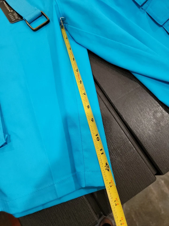 Pantalones Cortos True Rock Cargo Adulto 34 Azul Real Cinturón Bolsillos 100% Algodón Foto 3 de 4