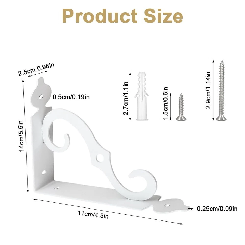 4 Pièces Equerre Fer Forge 140 x 110mm Equerre Etagere Équerre pour Étagere M... - Photo 4/4