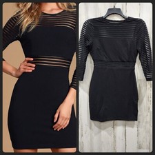 LULUS Perfect Mesh Black 3/4 Sleeves Bodycon Mini Dress Size SMALL**NWOT**