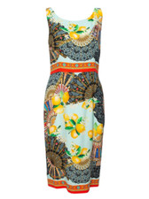 Dolce & Gabbana Multicolor Lemon Print Silk Crepe Sheath Dress