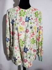 Women's Medical Scrub Top Stars Of Best Medical size M Long Sleeve Front Snaps