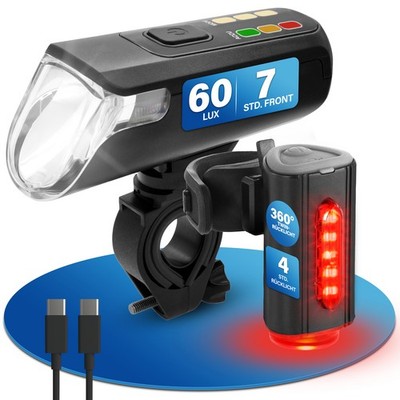 Fahrradbeleuchtung FISCHER LED Beleuchtungs-Set 60 Lux mit 360° Bodenbeleuchtung