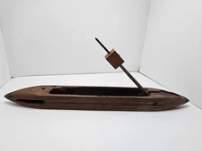 Vintage Wood and Metal Textile Weaving Loom Shuttle Boat  With Bobbin 
