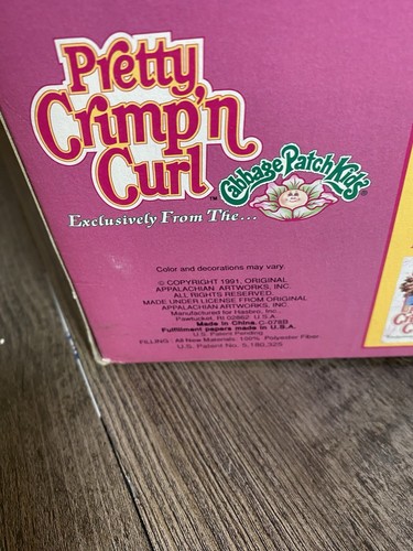 CABBAGE PATCH KIDS CPK PRETTY CRIMP 'N CURL VINTAGE HASBRO DOLL w/ORIG BOX 1991 - Picture 11 of 12