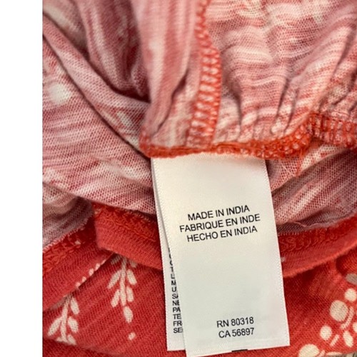 Lucky Brand Top M Coral White Cap Sleeves Botanical Paisley Print Boho Chic - Picture 4 of 5