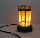 VTG. 1999 Tiffany Style Stained Glass Accent Lamp Mission Arts Crafts Octagon