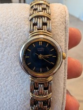 Vintage Citizen Elegance Women Watch 5930-S72242 Blue Sunburst Dial Two Tone