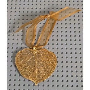 Gold Aspen Leaf Ornament with Ribbon Rocky Mountain Leaf Company 24K Dipped
