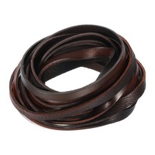 5.5 Yard 8mm Vintage Flat Leather Cord, Leather Strips for DIY Crafts Coffee