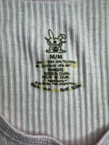 Y2k Happy Bunny Ribbed Tank Top Jim Benton Pink Im Not Stuck Up Awesome 90s M - Picture 3 of 4
