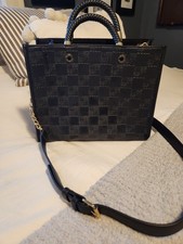 New Steve Madden Bjeannee Monogram Black Handbag Crossbody Chain Braided Handles