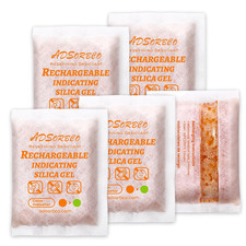 100 Gram 5 Pack Silica Gel Packets   Desiccant Packs for Storage, Reusable Moi