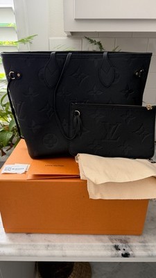 Louis Vuitton Neverfull MM Monogram Empreinte Leather Black Noir w/ Pouch
