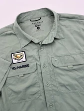 Pelagic Performance Men S Vented Short Sleeve Green Button Down Fishing Bisbee's
