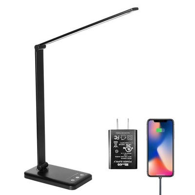 LED Desk Lamp,Eye-Caring Table Lamps,Stepless Dimmable Office Lamp with USB C...