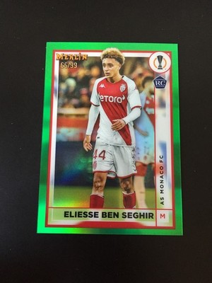 2022-23 Topps Merlin UCC Eliesse Ben Seghir Leverkusen Monaco Green 66/99 RC